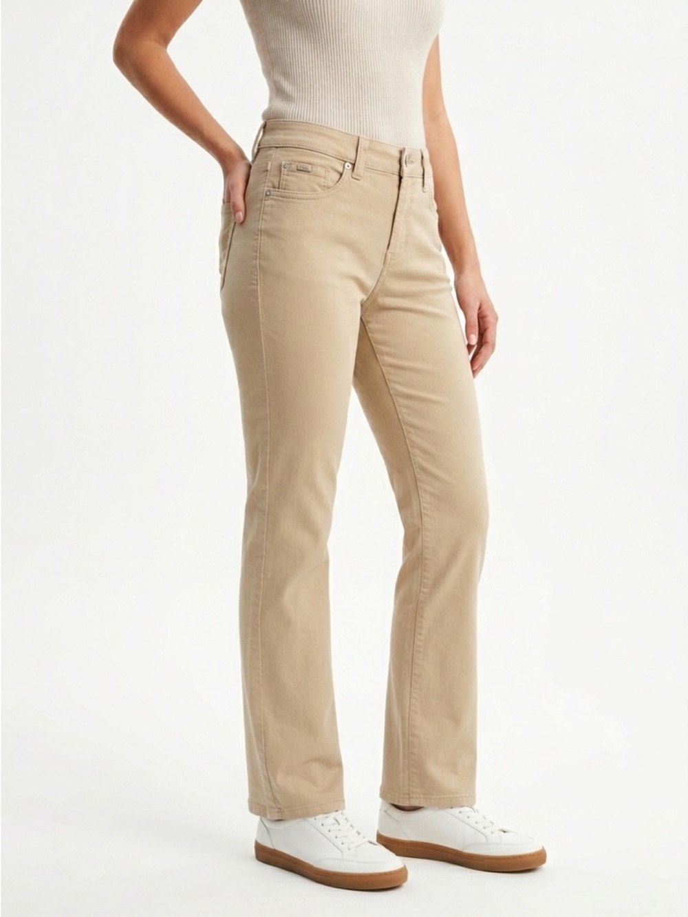Cambio Norah Slim 5-Pocket Pants Stretch Cotton Tan Size 6